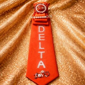 Red Delta Inspired Embellished Tie